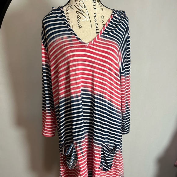 Sandiva Striped V-Neck Swim Coverup XL - Picture 1 of 8
